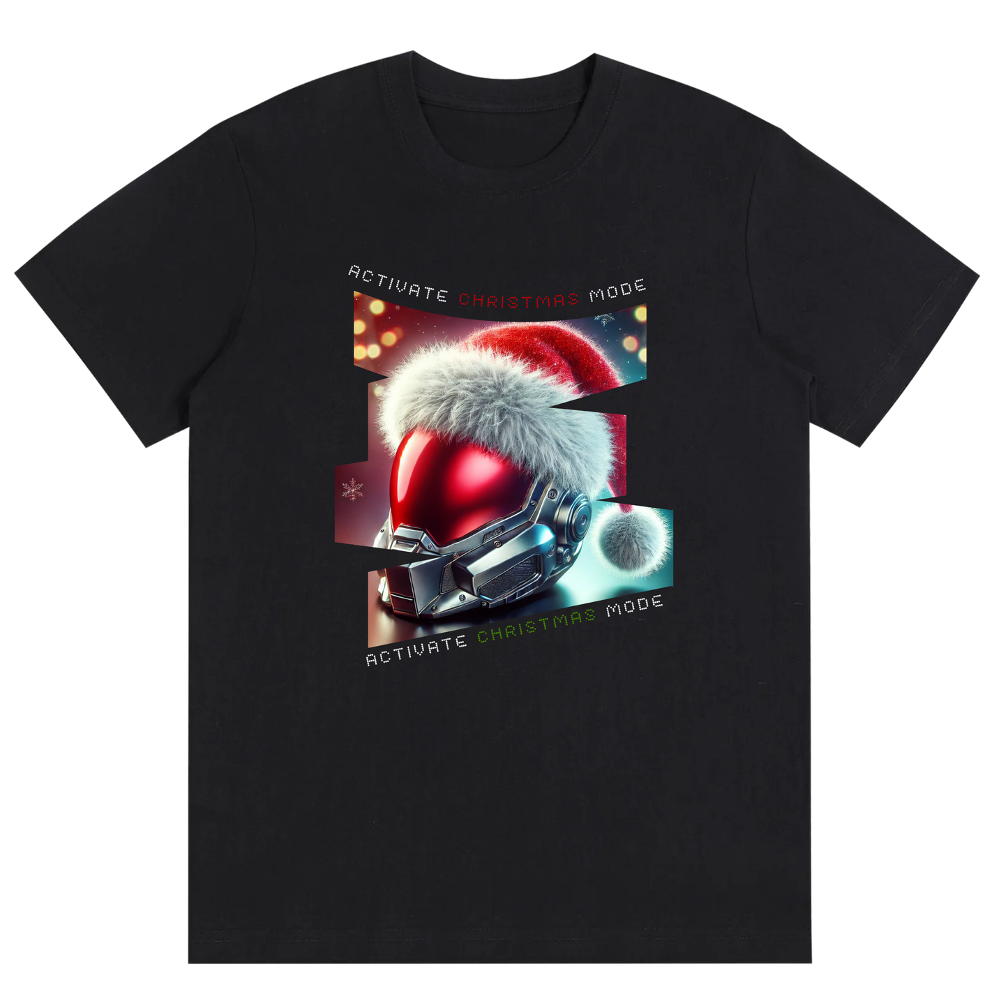 Activate Christmas Mode: 5.0 Cyber Santa Helmet Futuristic Holiday Unisex High Quality 100% Cotton T-Shirt