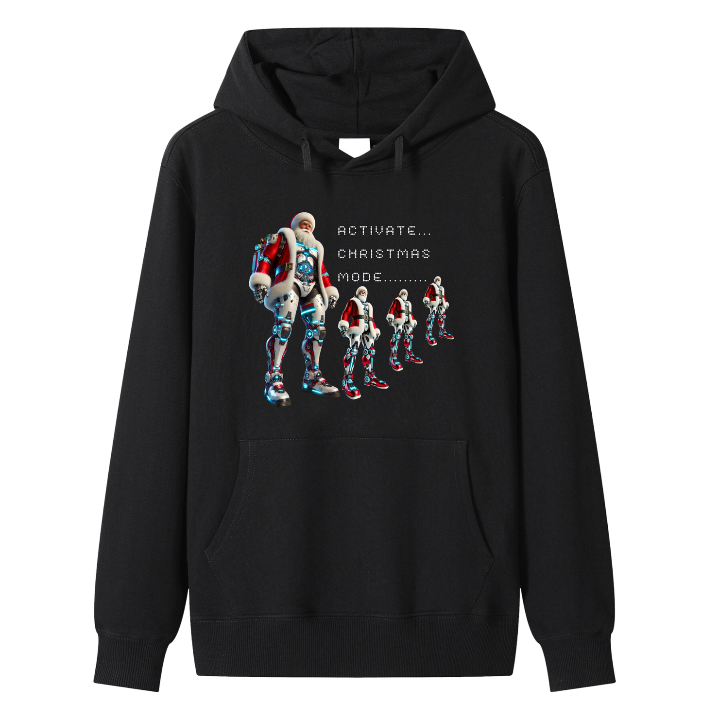 Unisex Premium Cotton "Activate Christmas Mode" Cyborg Santa Evolution Hoodie