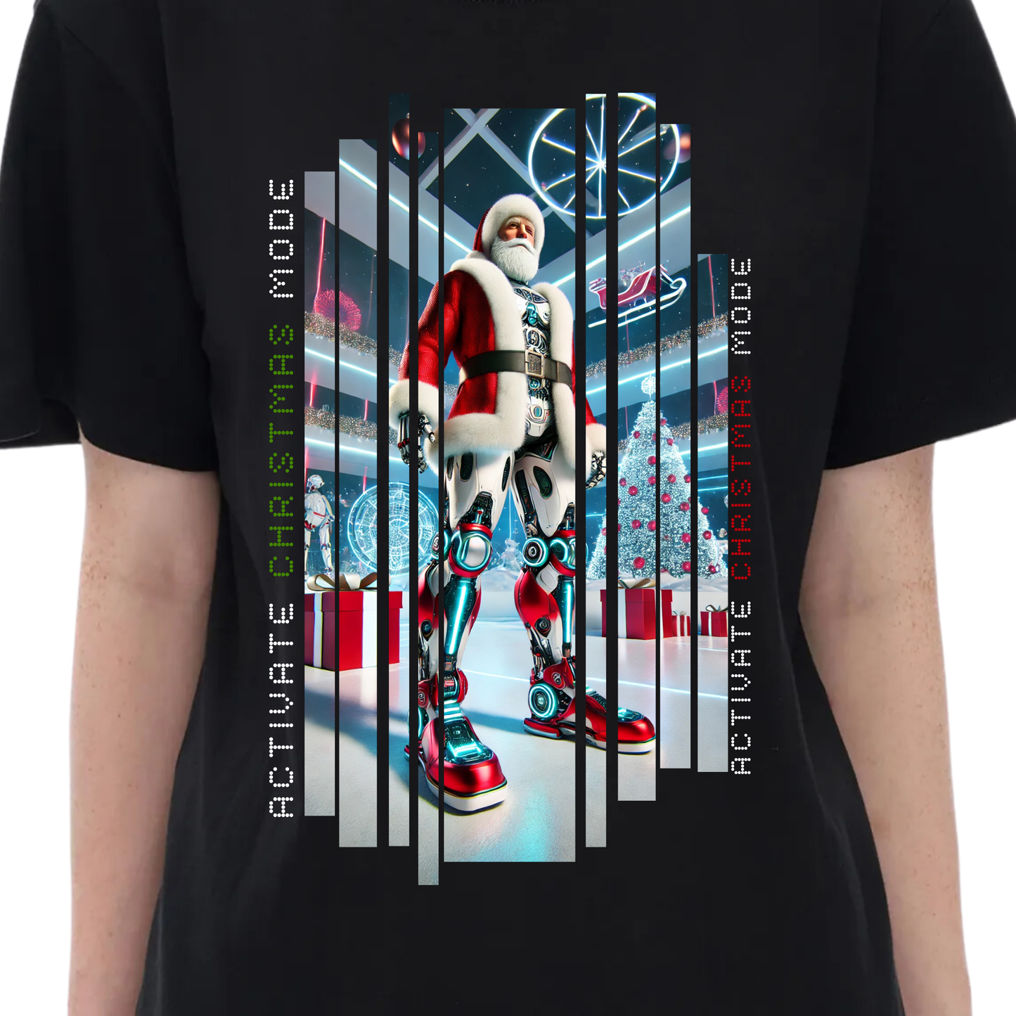 Activate Christmas Mode: 3.0 Cyborg Santa Edition Futuristic Holiday Unisex High Quality 100% Cotton T-Shirt