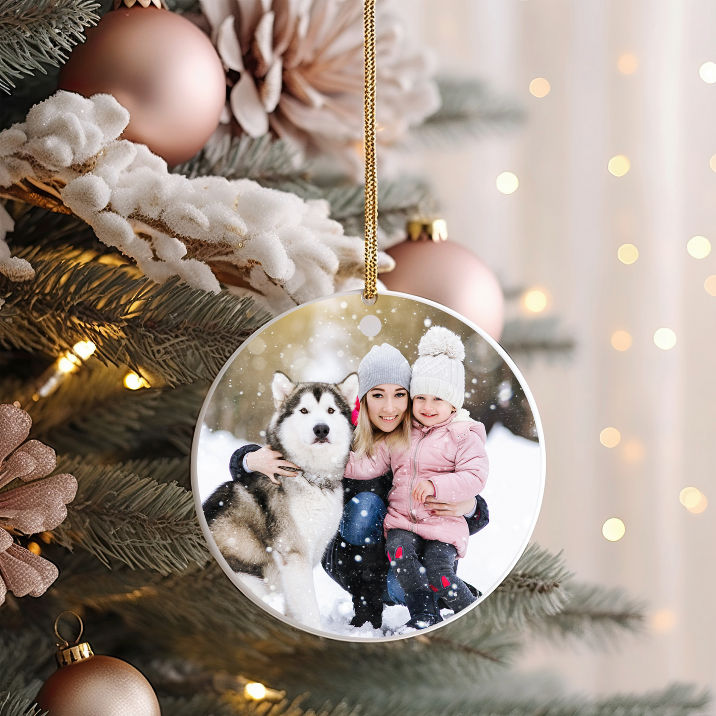 Personalized round Shape Ceramic Decoration Christmas Tree Ornament