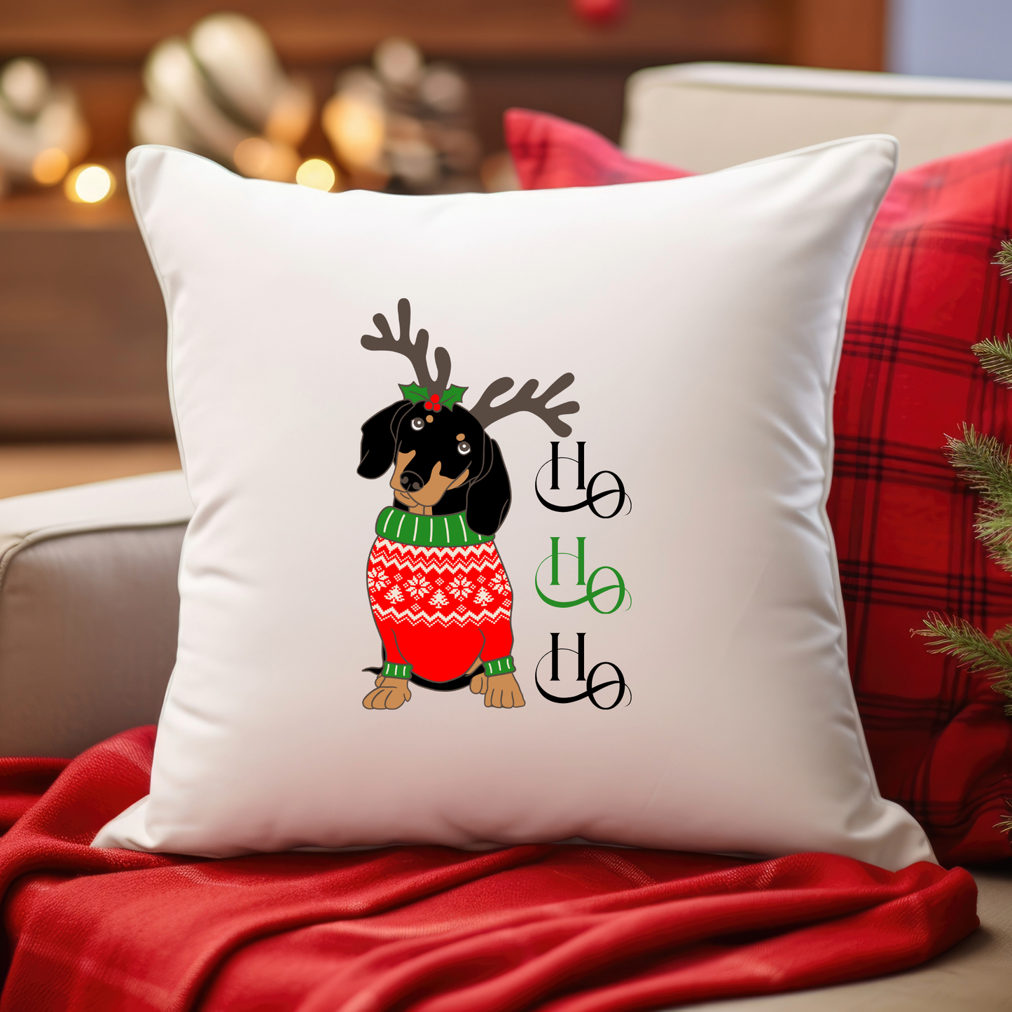 Christmas Faux Suede Square Pillow Throw Pillow with Recycled Polyester Insert Holiday Decoration