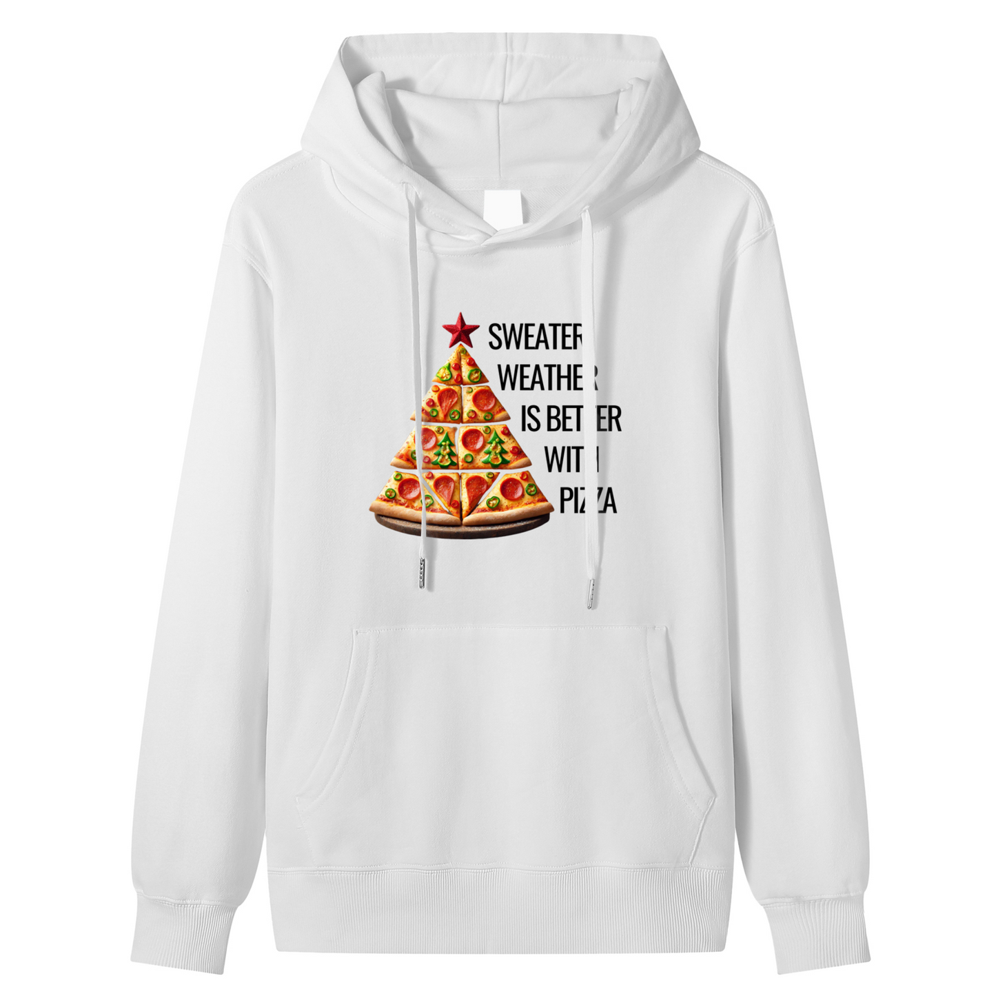 Premium Cotton Unisex "Sweater Weather is Better with Pizza" Festive Foodie Hoodie