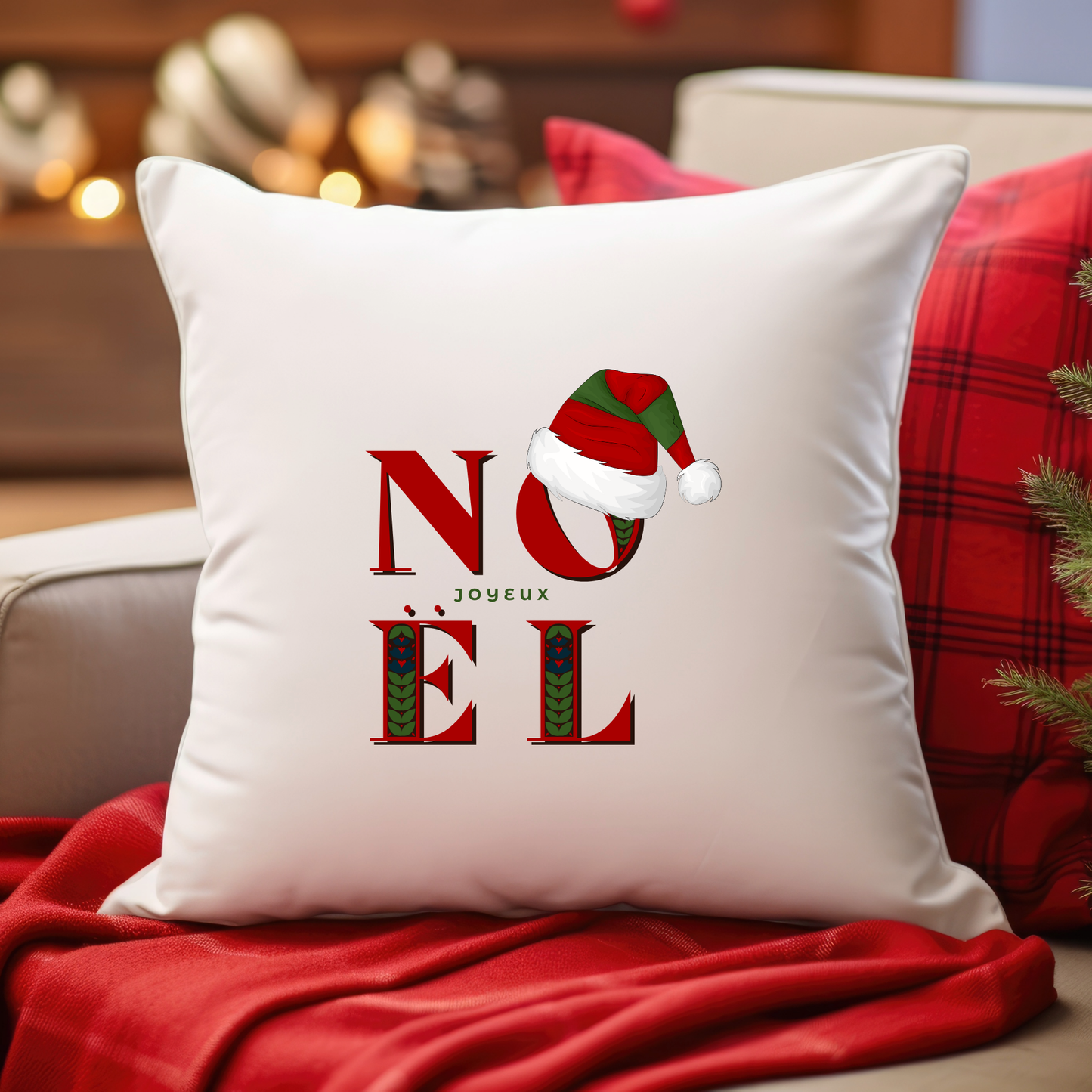 Christmas Faux Suede Square Pillow Throw Pillow with Recycled Polyester Insert Holiday Decoration