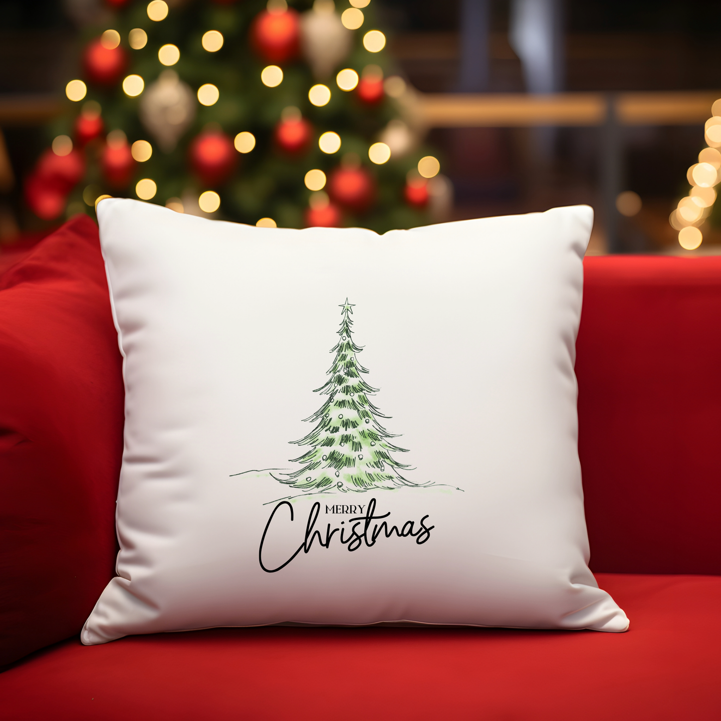 Christmas Faux Suede Square Pillow Throw Pillow with Recycled Polyester Insert Holiday Decoration