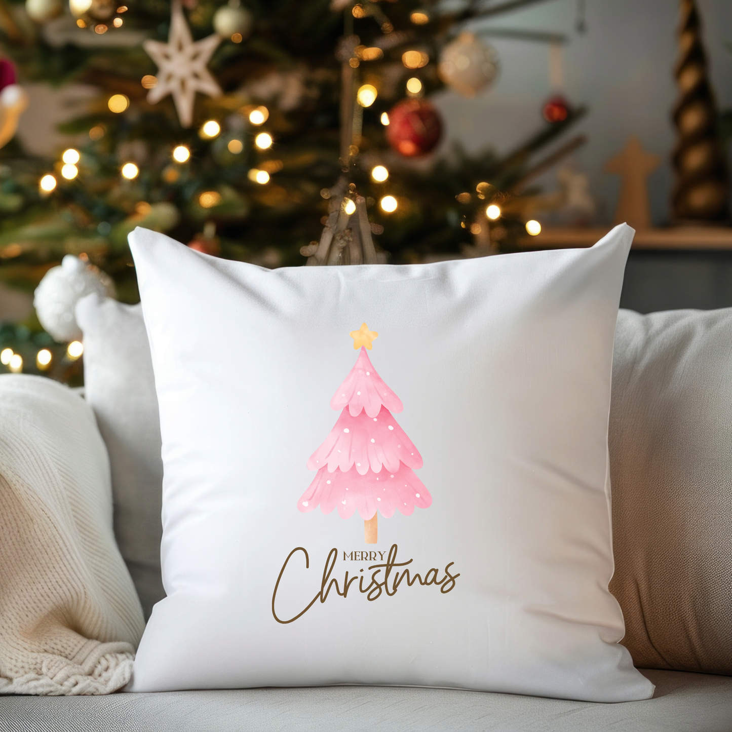 Christmas Faux Suede Square Pillow Throw Pillow with Recycled Polyester Insert Holiday Decoration