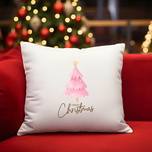 Christmas Faux Suede Square Pillow Throw Pillow with Recycled Polyester Insert Holiday Decoration