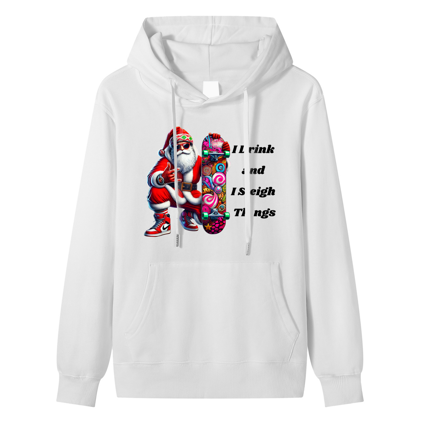 Premium Cotton Unisex “I Drink and Sleigh Things" Urban Santa Holiday Hoodie