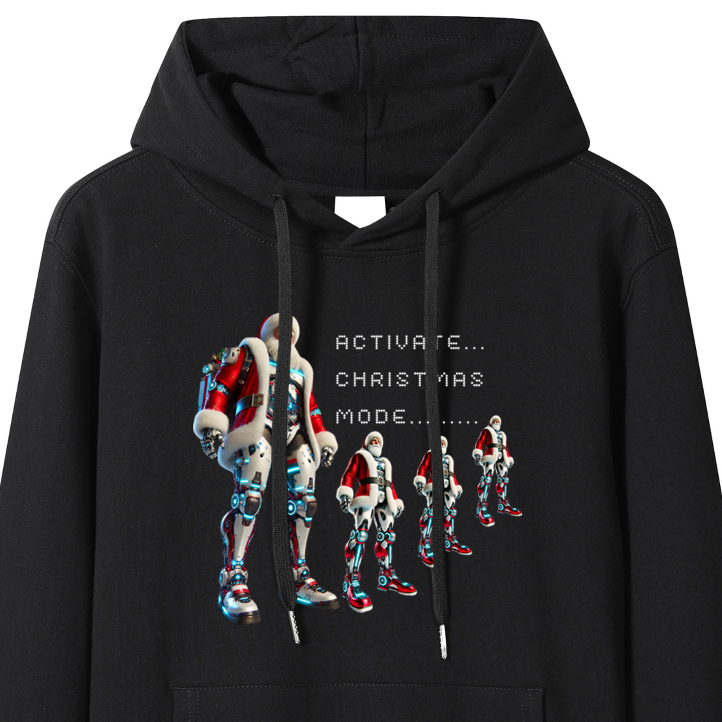 Unisex Premium Cotton "Activate Christmas Mode" Cyborg Santa Evolution Hoodie