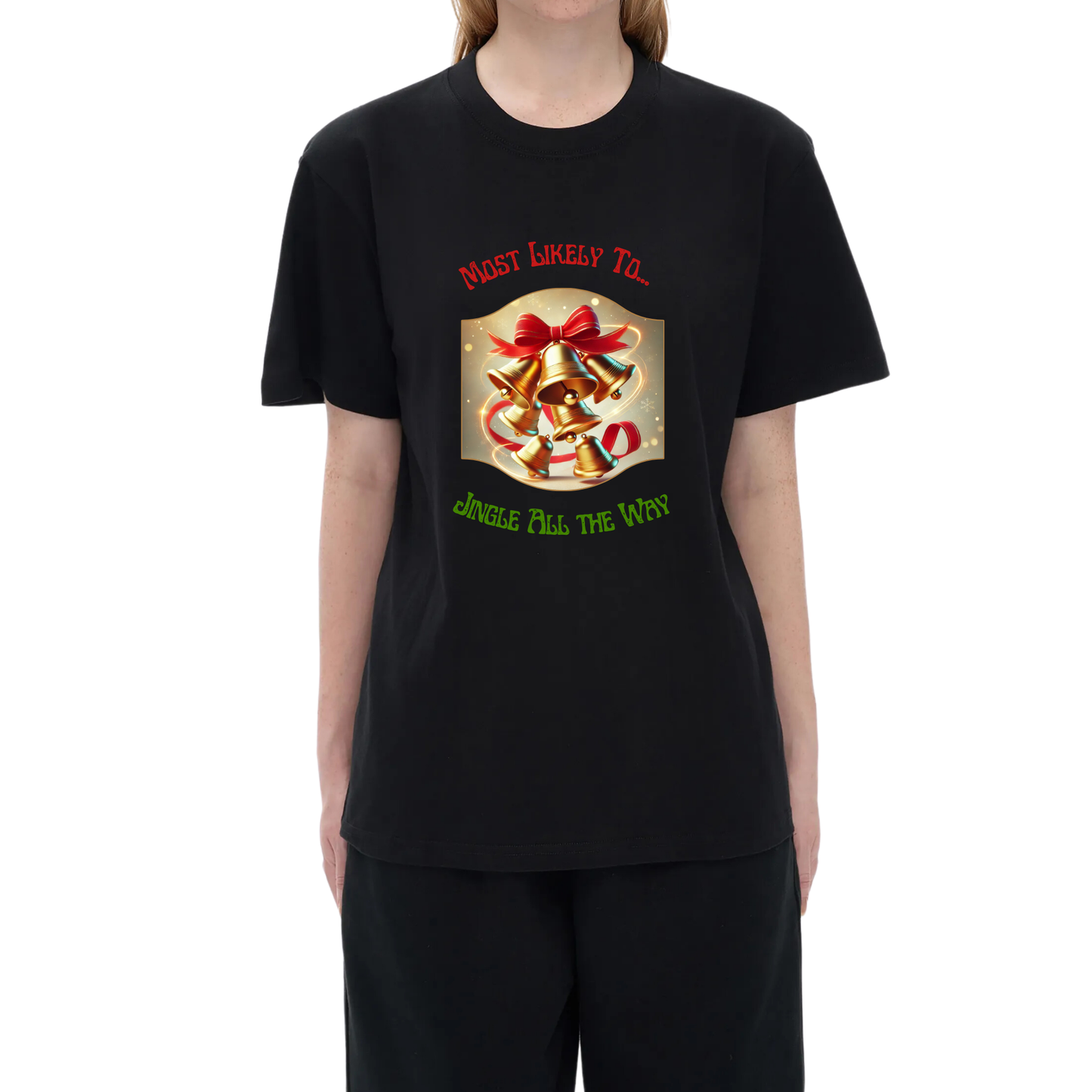 Funny Unisex Holiday Spirit Tee – Most Likely to Jingle All the Way Christmas T-shirt