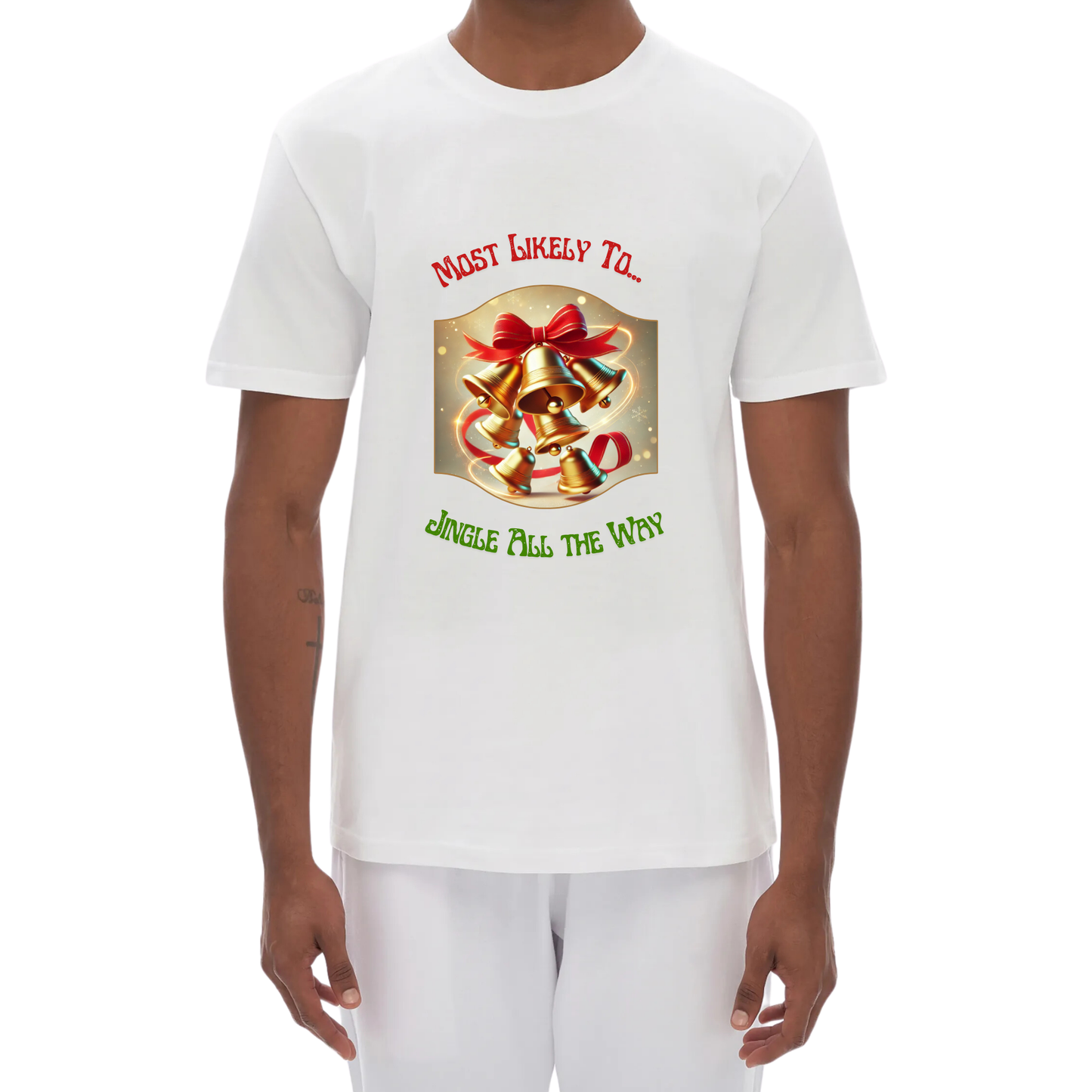 Funny Unisex Holiday Spirit Tee – Most Likely to Jingle All the Way Christmas T-shirt