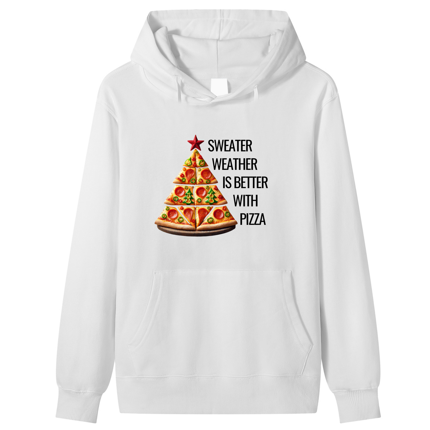 Premium Cotton Unisex "Sweater Weather is Better with Pizza" Festive Foodie Hoodie