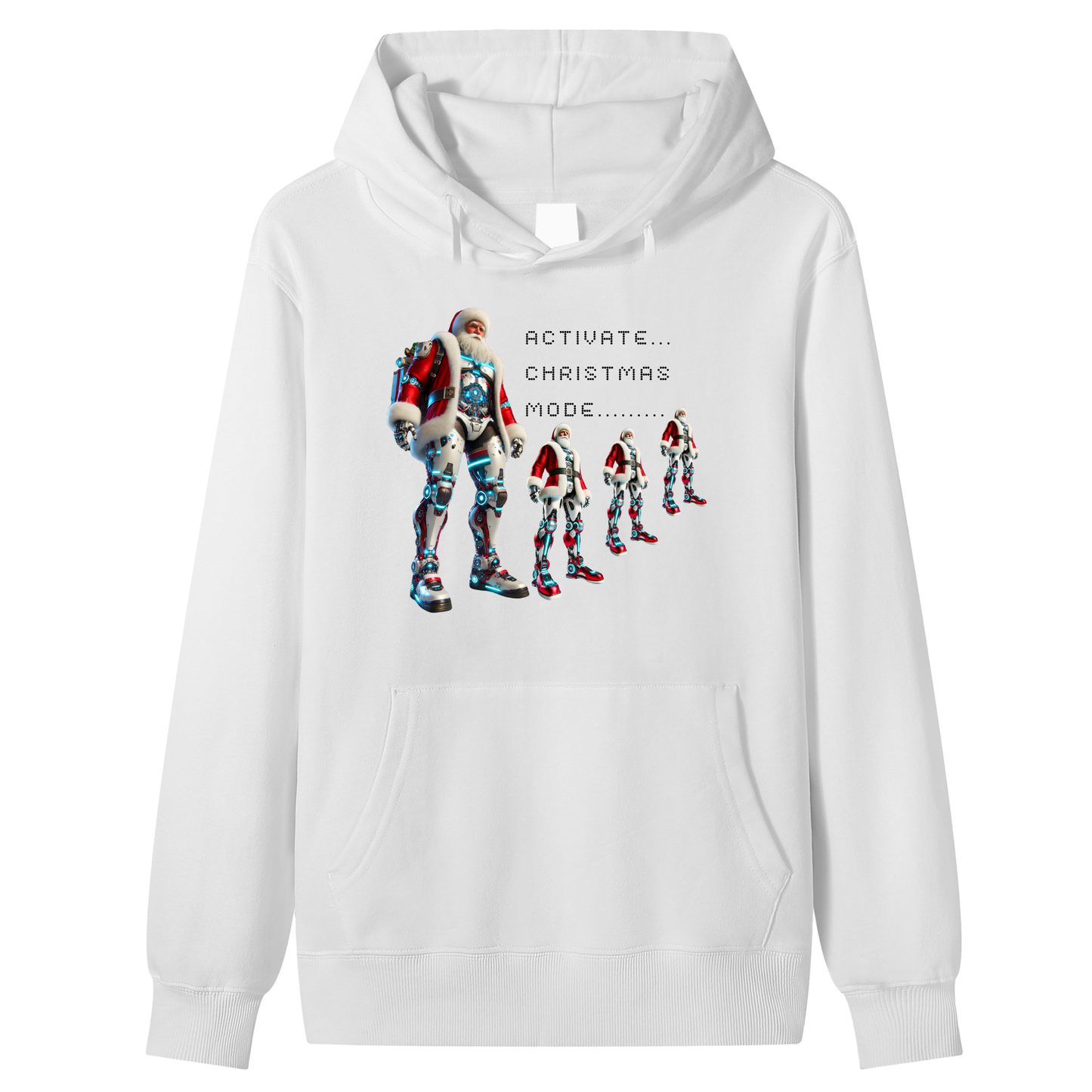 Unisex Premium Cotton "Activate Christmas Mode" Cyborg Santa Evolution Hoodie