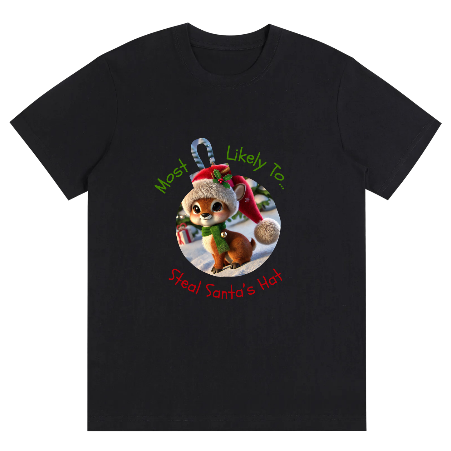 Humor Unisex Festive Cheeky Elf Tee – Most Likely to Steal Santa’s Ha