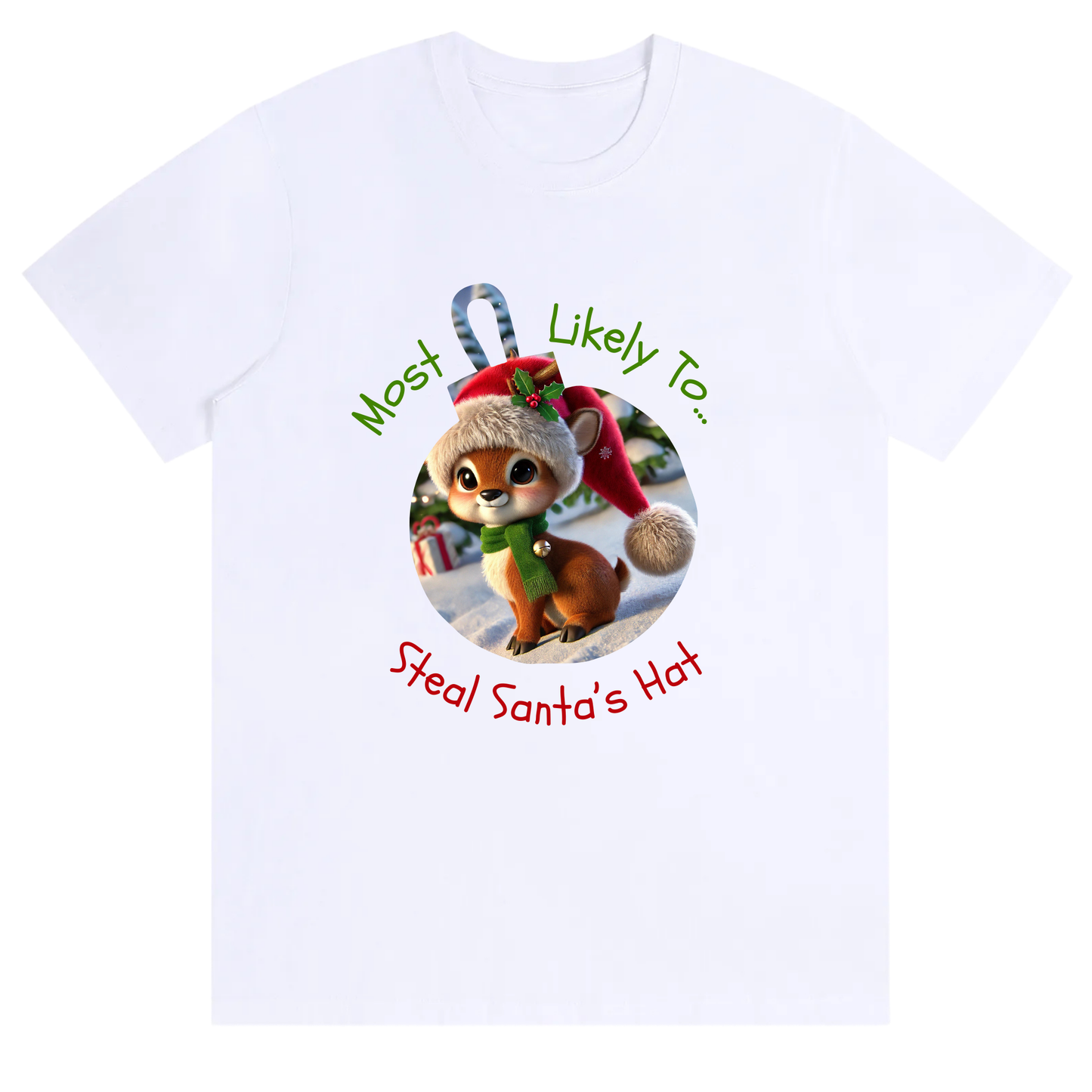 Humor Unisex Festive Cheeky Elf Tee – Most Likely to Steal Santa’s Ha