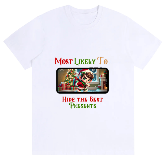 Humor Unisex Festive Secret Santa Tee – Most Likely to Hide the Best Presents