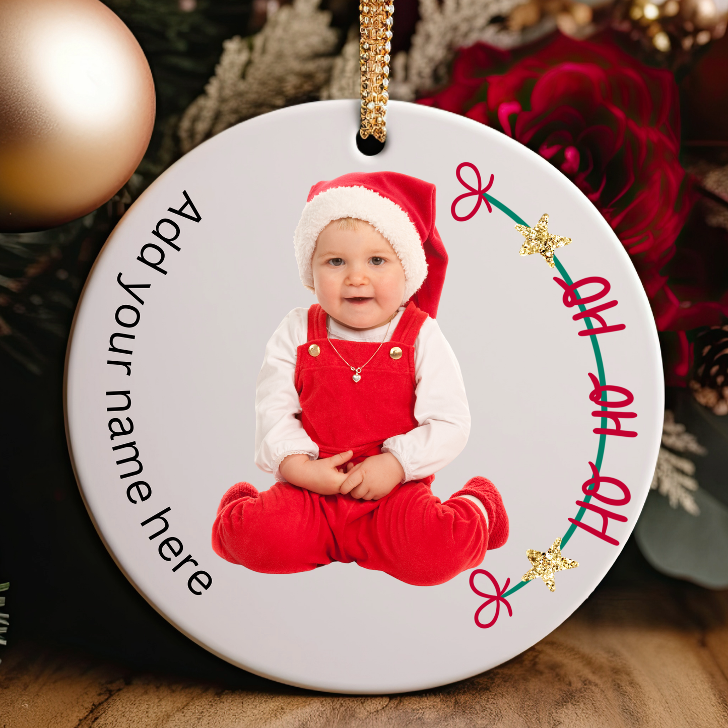 Personalized round Shape Ceramic Decoration Christmas Tree Ornament